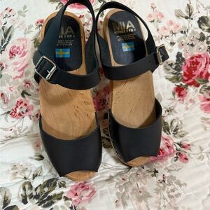 MIA Black Leather Women's Mules